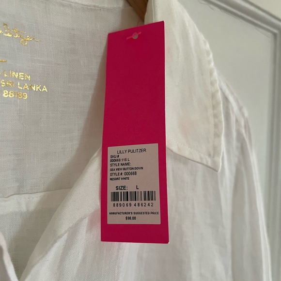 Lilly Pulitzer White Button Down Tie Front Shirt NWT - Picture 5 of 5
